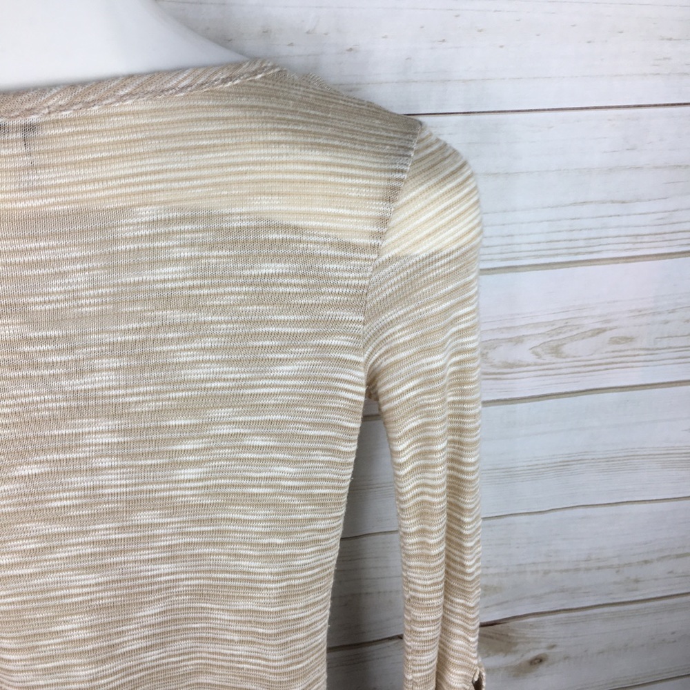 Anthropologie Splendid Tan Knit Blouse 3/4 Slv Top - Picture 6 of 8